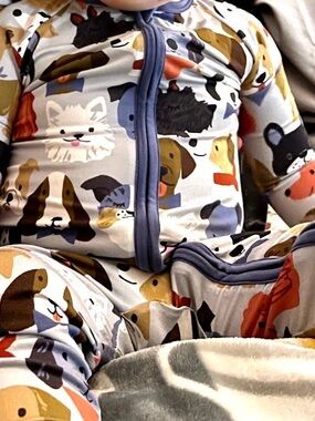 Kids Little Sleepies Pippy Parade Zip Pajama Romper - White with Multi-Color